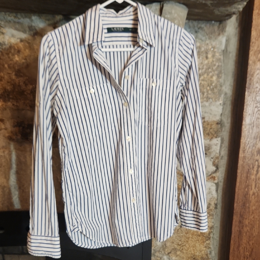 Ralph Lauren Navy and White Striped Shirt